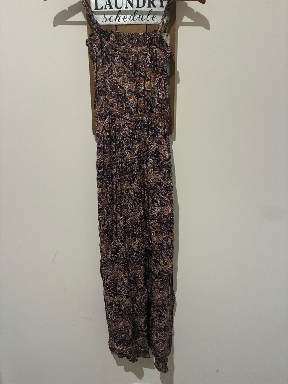 Source Unknown Paisley Strap Jumpsuit - Brown & Black
